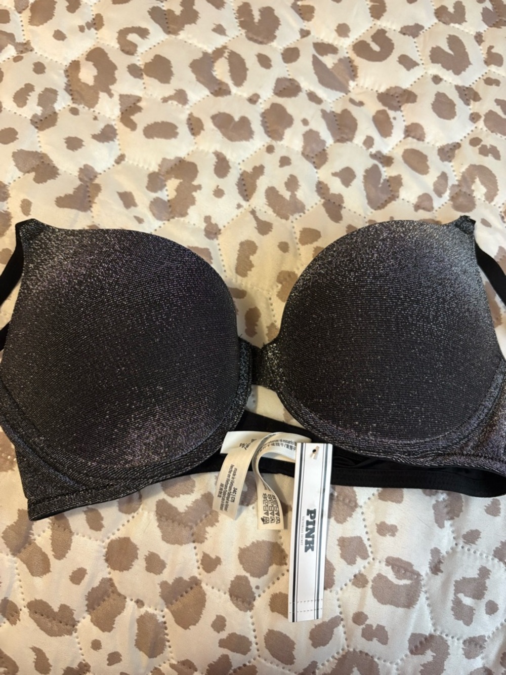 PINK Victoria's Secret Shimmery Charcoal Push-Up Bra